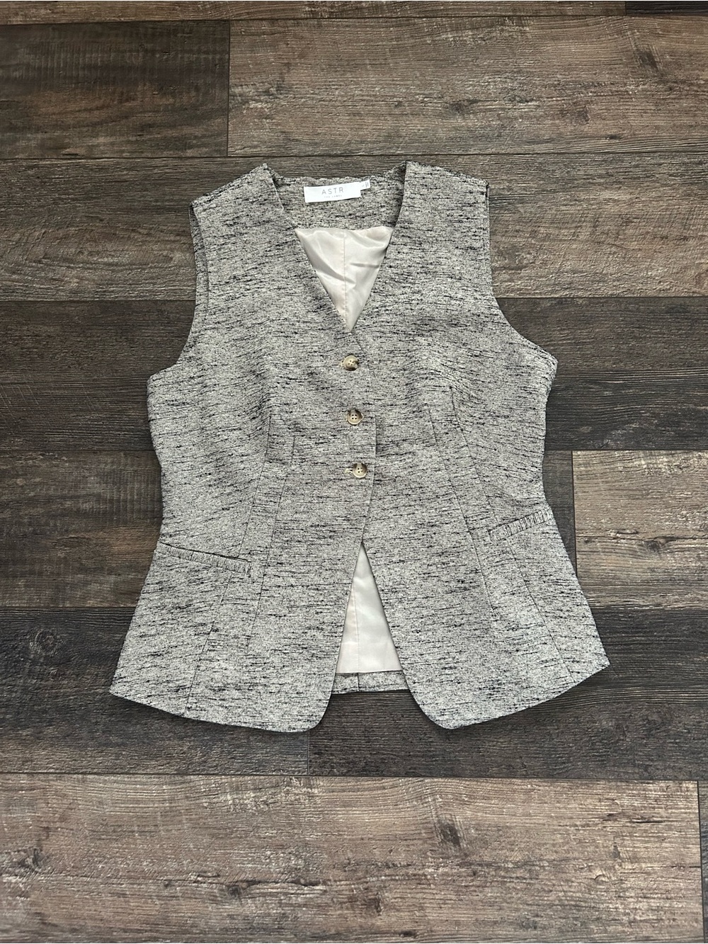 Astr Delphia Sleeveless Vest Black Speckle Size Large